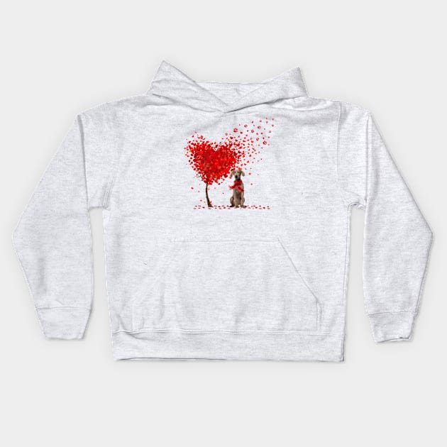 Happy Valentine's Day Heart Tree Love Weimaraner Kids Hoodie by PlumleelaurineArt